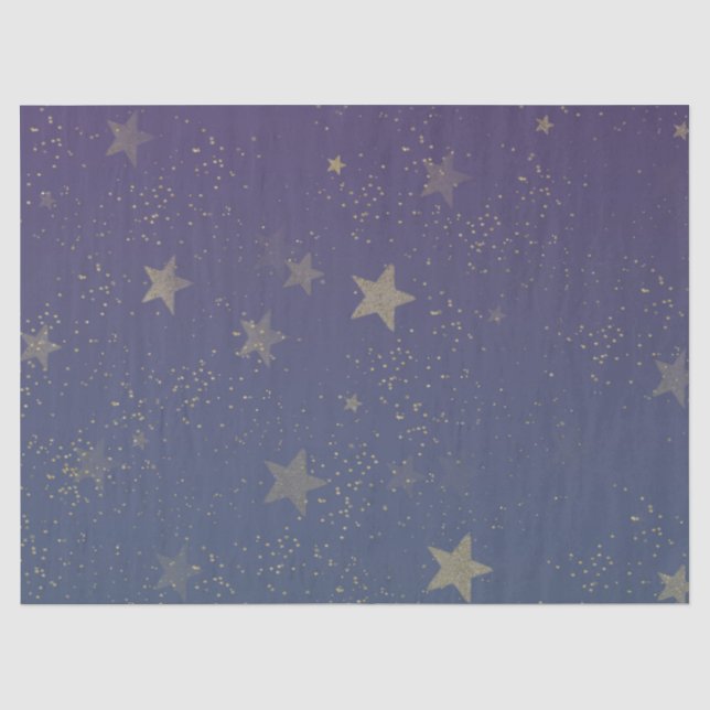 Lila Gold Stars Confetti Seidenpapier (Vorderseite)
