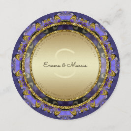 Lila Gold Stylish Glam Round Menu Cards Menükarte
