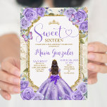 Lila Gold Sweet 16. Geburtstags Princess Party Einladung<br><div class="desc">Quinceañera Lila Lavender Gold Crown Einladung Mis Quince 15 Anos,  16. Geburtstag, </div>