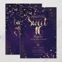 Lila & Gold Sweet 16 Whimsical Stars Party