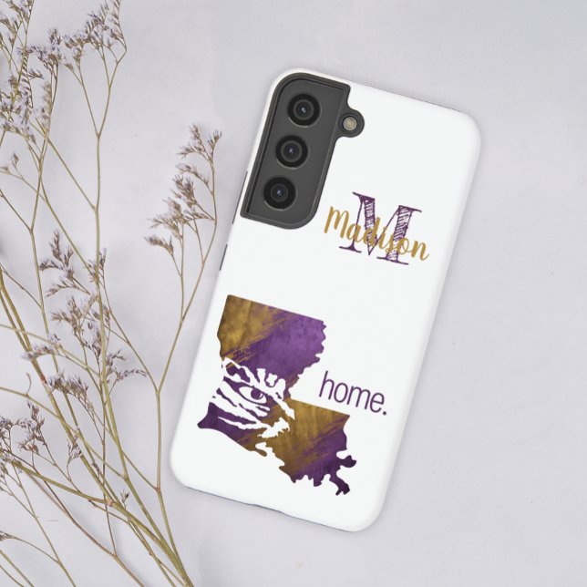 Lila Gold Tiger Eye Louisiana Staat Anfangsname Samsung Galaxy Hülle (Von Creator hochgeladen)