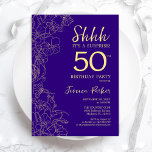 Lila Gold Überraschung 50. Geburtstag Einladung<br><div class="desc">Lila Gold Überraschung 50. Geburtstag Einladung. Minimalistisches modernes feminines Design mit botanischen Akzenten und Typografie-Script-Schriftart. Einfache florale Einladungskarte perfekt für eine stilvolle weibliche Überraschung am Tag.</div>
