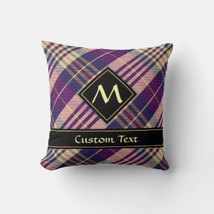 Lila, Gold und Blau Tartan Kissen