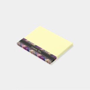Lila, Gold und Blau Tartan Post-it Klebezettel