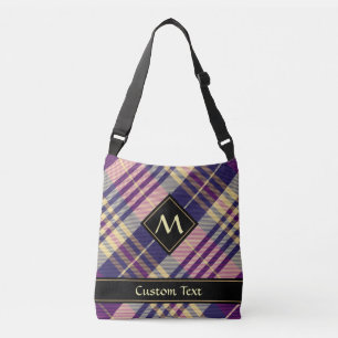 Lila, Gold und Blau Tartan Tragetaschen Mit Langen Trägern
