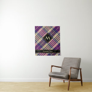 Lila, Gold und Blau Tartan Wandteppich
