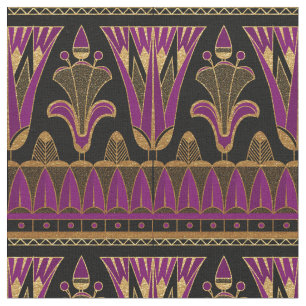 Lila Gold und Schwarz Art Déco Stoff