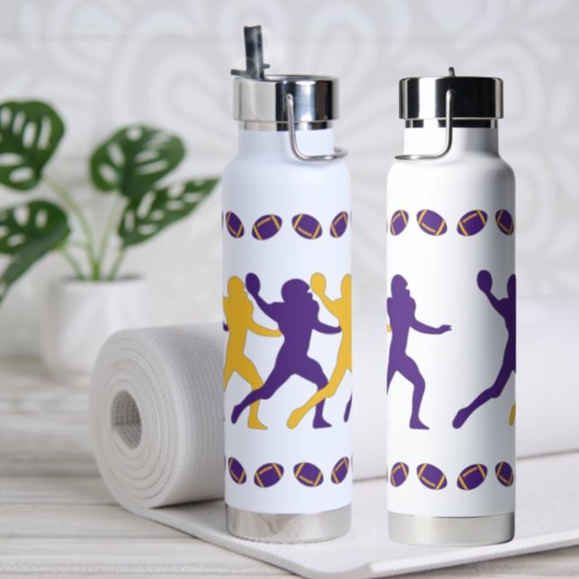 Lila Gold Viking Football-Silhouetten Trinkflasche (Von Creator hochgeladen)