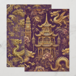 Lila & Gold Viktorianisch Chinoiserie Einladung