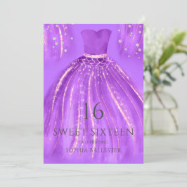 Lila Gold Wunderbares Mermaid Dress Sweet 16 Party Einladung