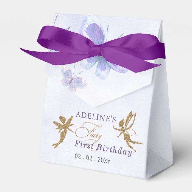 Lila Goldbarren Fairy First Geburtstag Geschenkschachtel (Vorderseite)