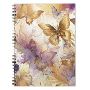 Lila- & Goldbarren Wasserfarbenschmetterlinge Notizblock