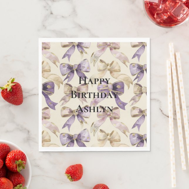 Lila Goldbuchten zum Geburtstag Serviette (Beispiel)