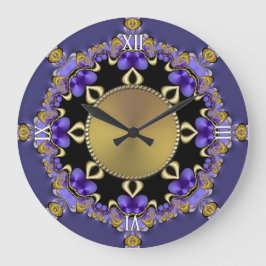 Lila Golddekorative Spitze-Wand-Uhr Große Wanduhr