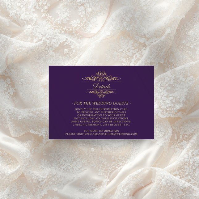 Lila Golden Luxe Hochzeitskarte Begleitkarte (Von Creator hochgeladen)