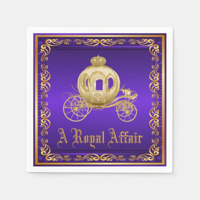 Lila Golden Royal Carriage Royal Party Event Serviette (Vorderseite)