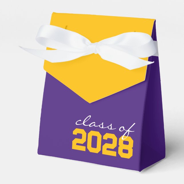 Lila & Golden Yellow Abschluss Gefälligkeitsboxen Geschenkschachtel (Vorderseite)