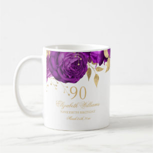 Lila Goldene Blumenrose 90. Geburtstag Kaffeetasse