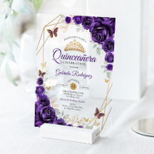 Lila Goldene Florale Quinceanera