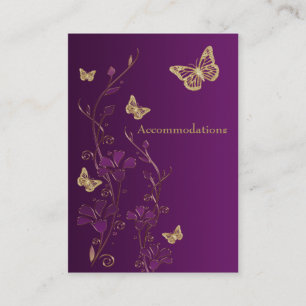 Lila, goldene, florale Schmetterlingskarte Begleitkarte