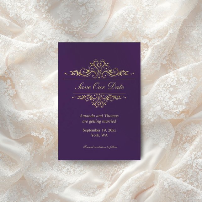 Lila goldene Rahmen Save the Date (Von Creator hochgeladen)