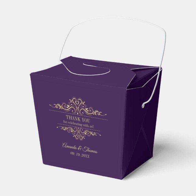 Lila goldene Rahmenhochzeit Geschenkschachtel (Vorderseite)