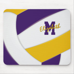 lila goldene Teamfarben Volleyball Kinder Monogram Mousepad
