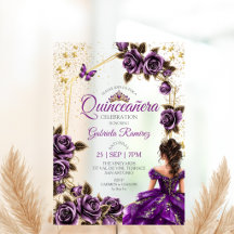 Lila goldene Tiara Rosen Schmetterling Quinceañera