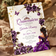 Lila goldene Tiara-Rosen-Schmetterling-Quinceañera
