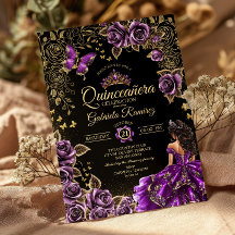 Lila goldene Tiara Rosen Schmetterling Quinceañera