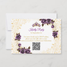 Lila goldene Tiara Rosen Schmetterlinge Quinceañer