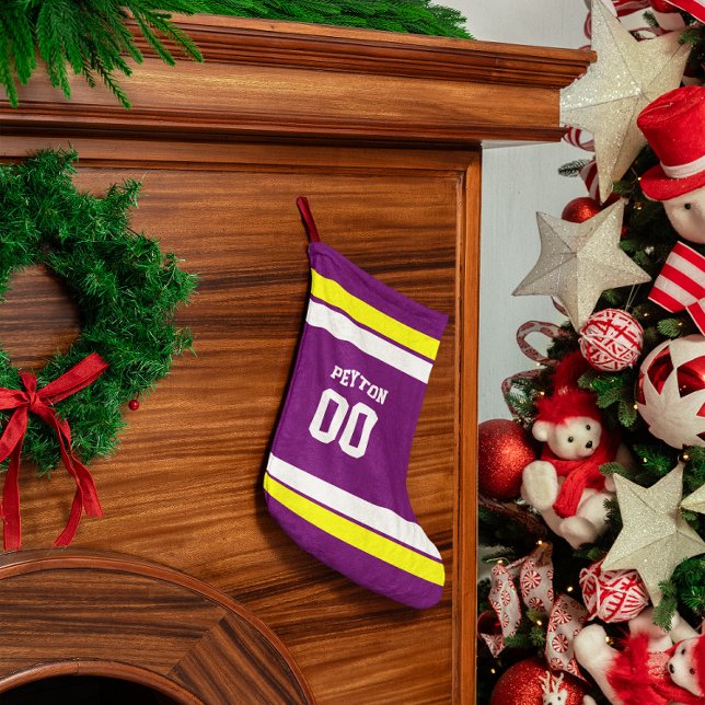 Lila, goldene und weiße Fußballmannschaft Personal Kleiner Weihnachtsstrumpf (Von Creator hochgeladen)