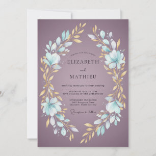 Lila Goldener Kranz Hochzeit Einladung