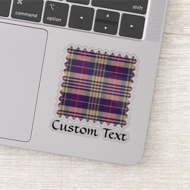 Lila, goldener und blauer Tartan Aufkleber (Detail)