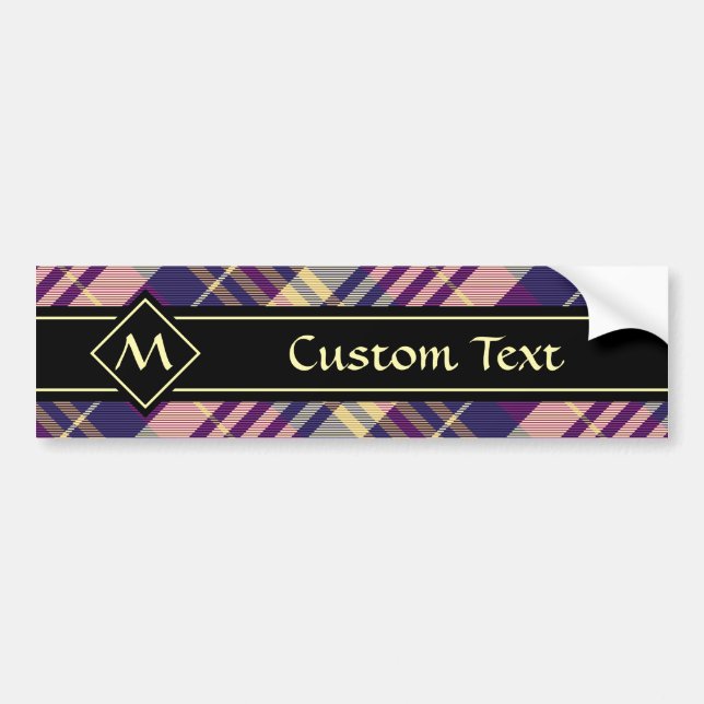 Lila, goldener und blauer Tartan Autoaufkleber (Vorne)