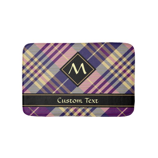 Lila, goldener und blauer Tartan Badematte (Vorderseite)