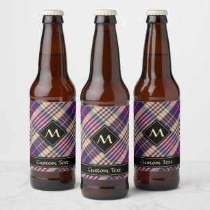 Lila, goldener und blauer Tartan Bierflaschenetikett