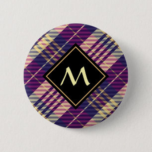Lila, goldener und blauer Tartan Button