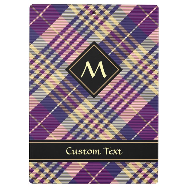 Lila, goldener und blauer Tartan Klemmbrett (Rückseite)