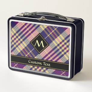Lila, goldener und blauer Tartan Metall Brotdose