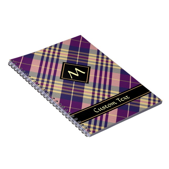 Lila, goldener und blauer Tartan Notizblock (Rechte Seite)