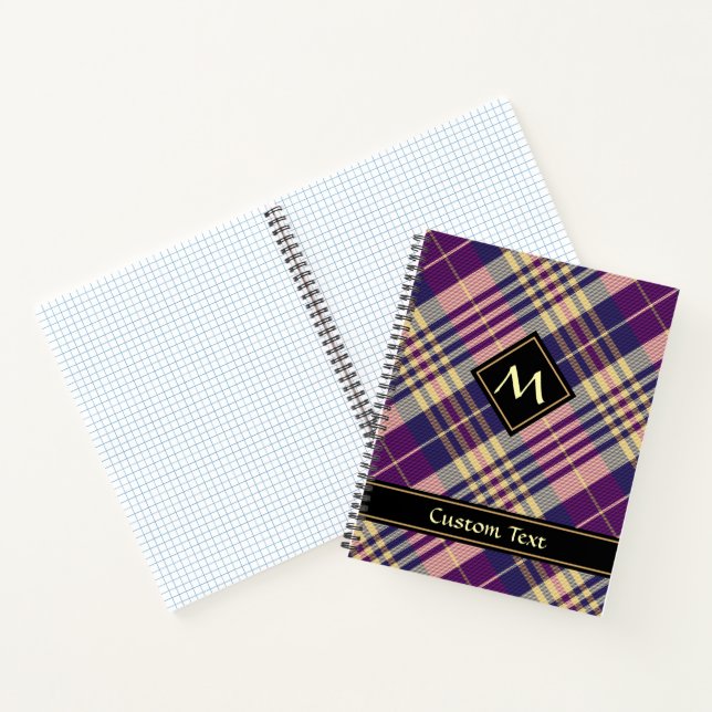 Lila, goldener und blauer Tartan Notizbuch (Innenseite)