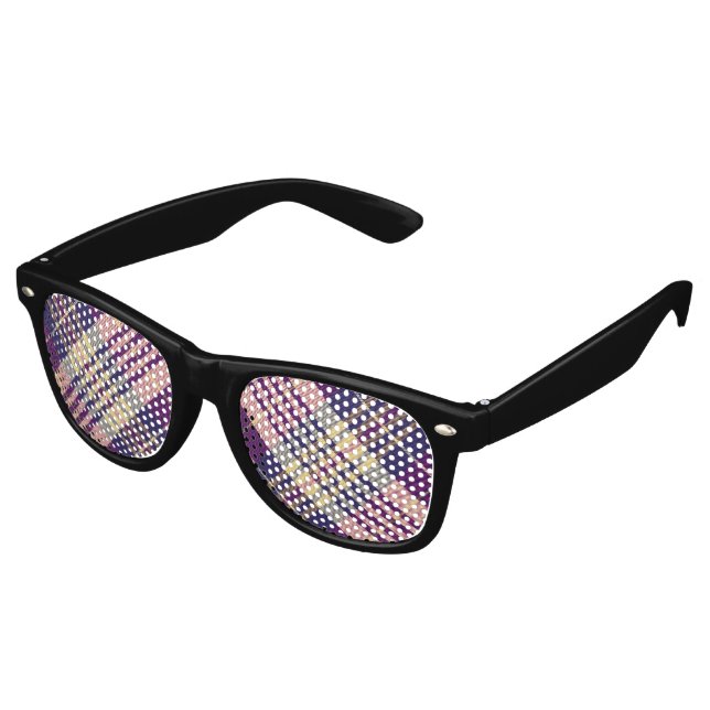 Lila, goldener und blauer Tartan Partybrille (Schrägansicht)
