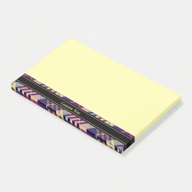 Lila, goldener und blauer Tartan Post-it Klebezettel (angewinkelt)