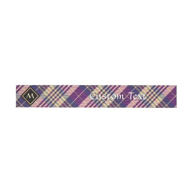 Lila, goldener und blauer Tartan Rundum-Adressaufkleber (Person)