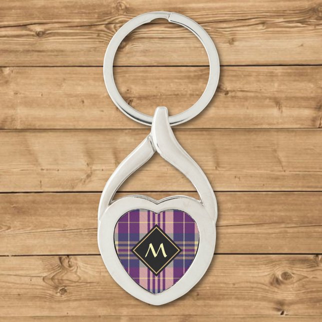 Lila, goldener und blauer Tartan Schlüsselanhänger (Von Creator hochgeladen)
