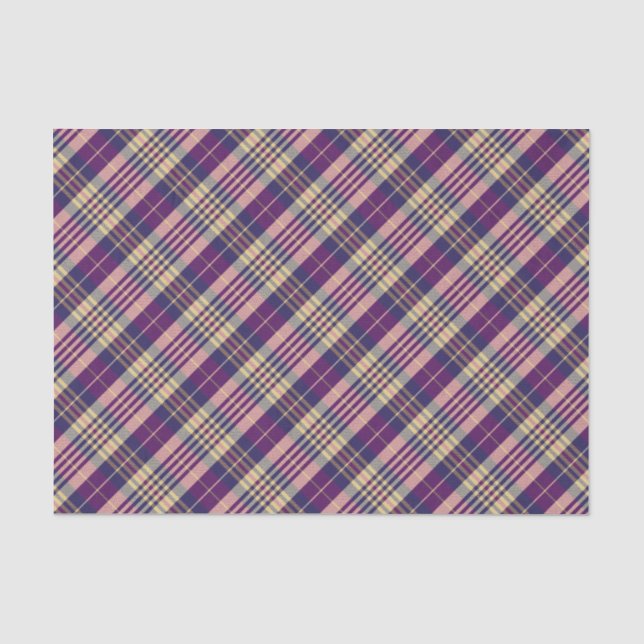 Lila, goldener und blauer Tartan Seidenpapier (Vorderseite)