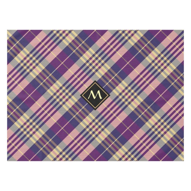 Lila, goldener und blauer Tartan Tischdecke (Vorderseite (Horizontal))