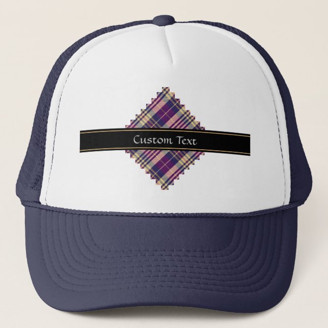 Lila, goldener und blauer Tartan Truckerkappe (Vorderseite)
