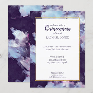Lila & goldfarben Abstrakte Quinceanera Einladung